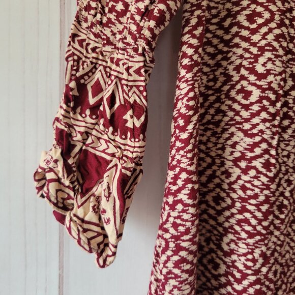 Buckle Billabong Tunic Dress Women’s L, V-Neck, Bell Sleeve, Boho/Aztec Design, - Picture 4 of 10